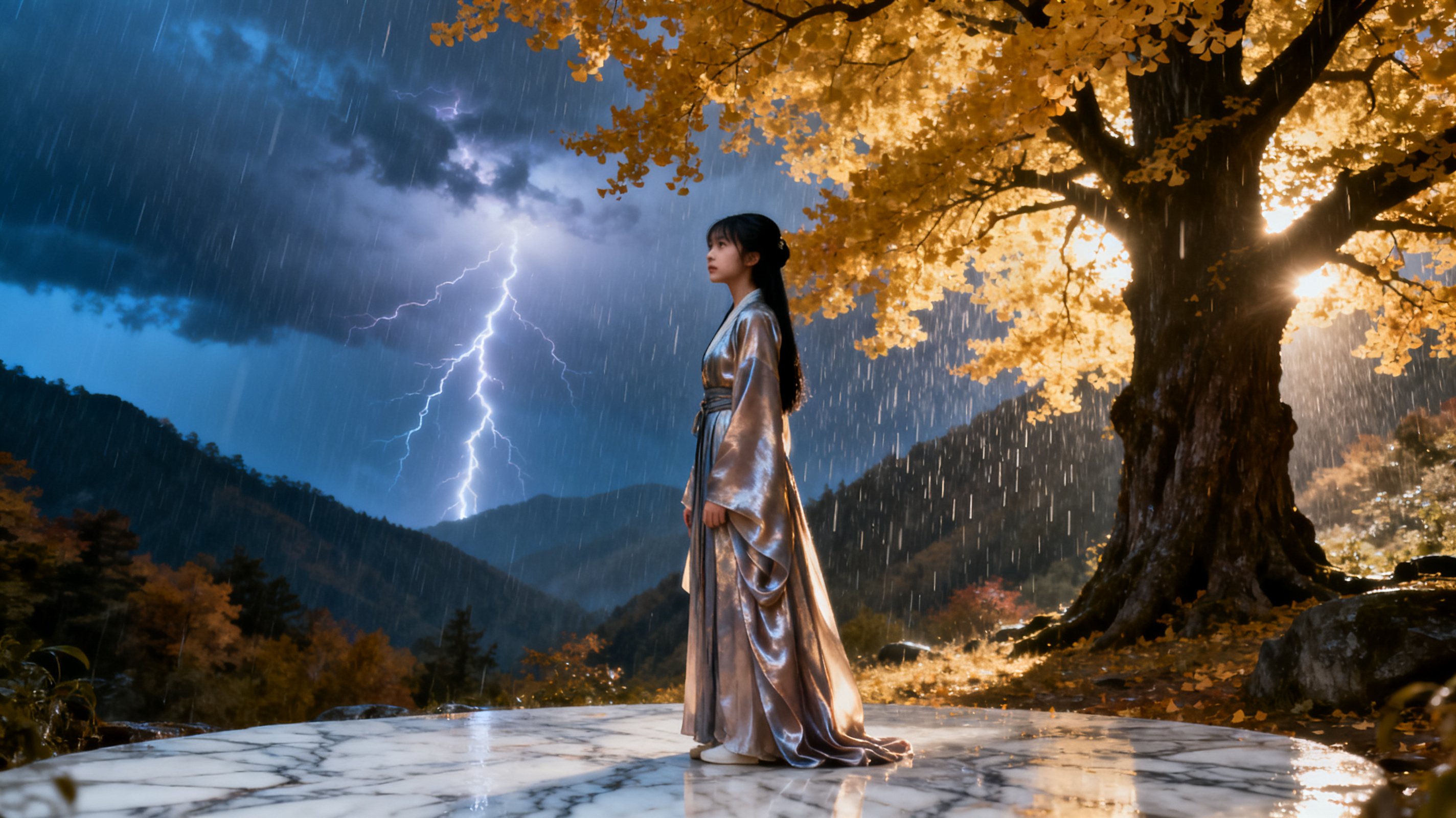 暴雨中