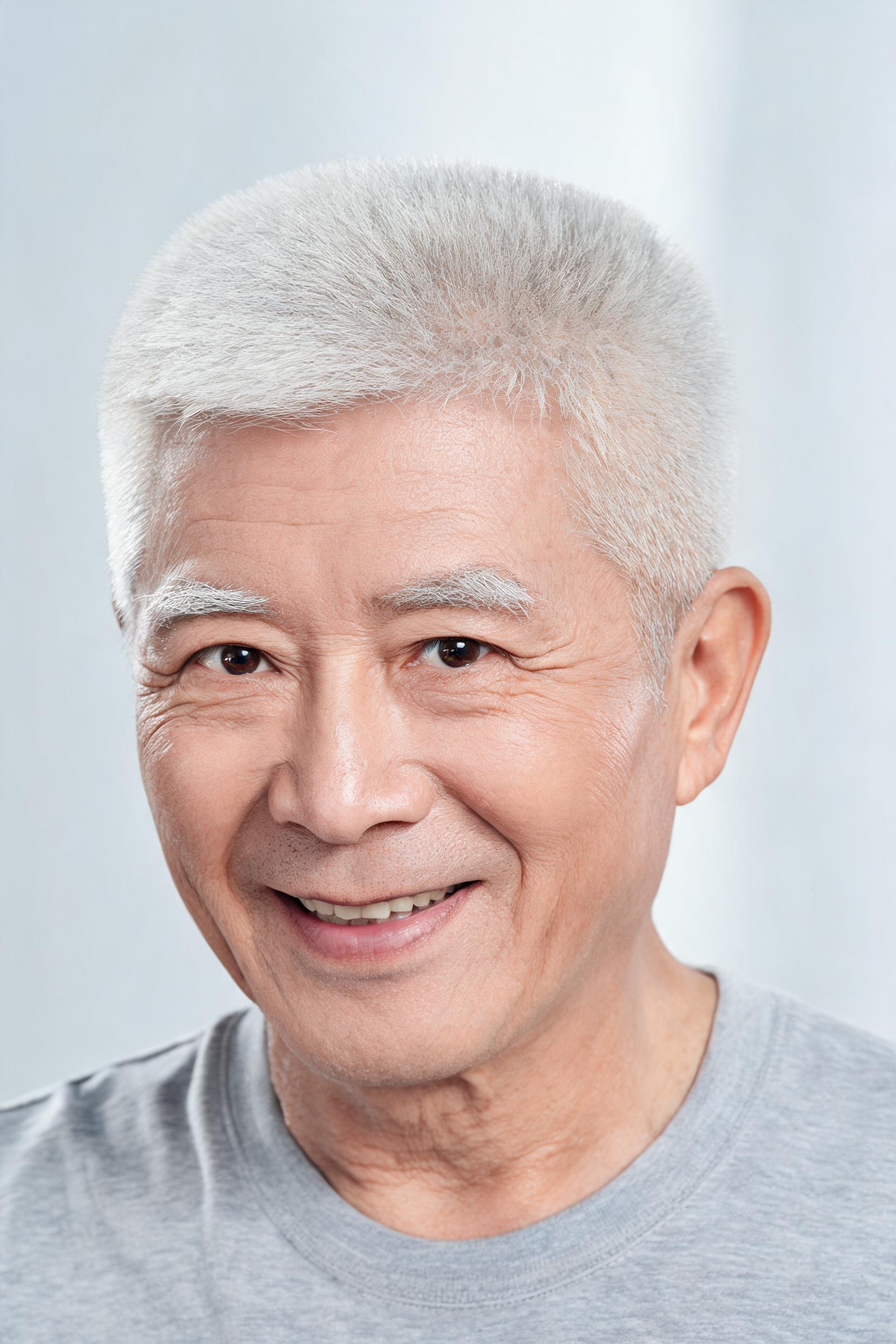 精神矍铄·白发平头