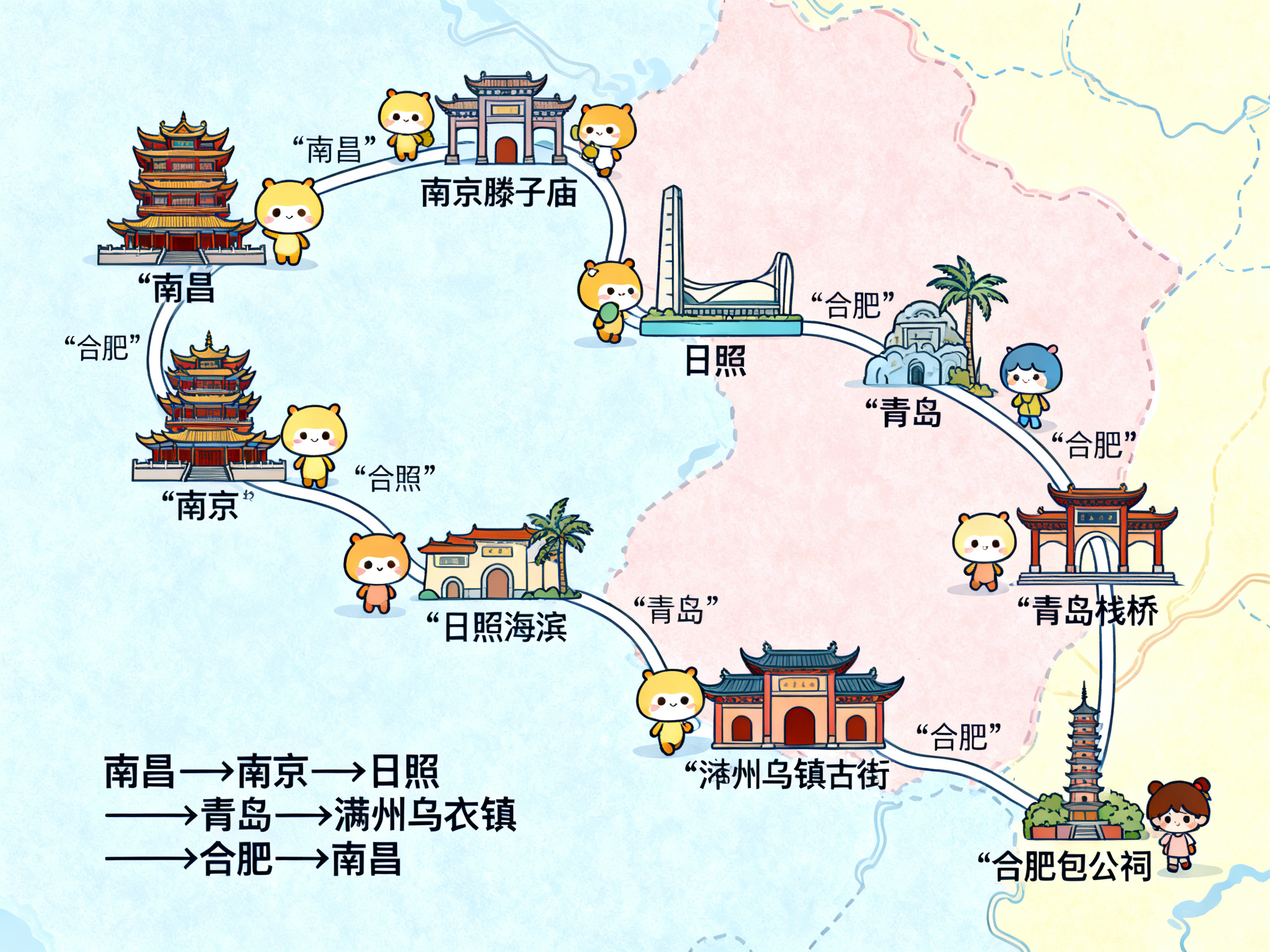 南昌环线旅行手绘地图